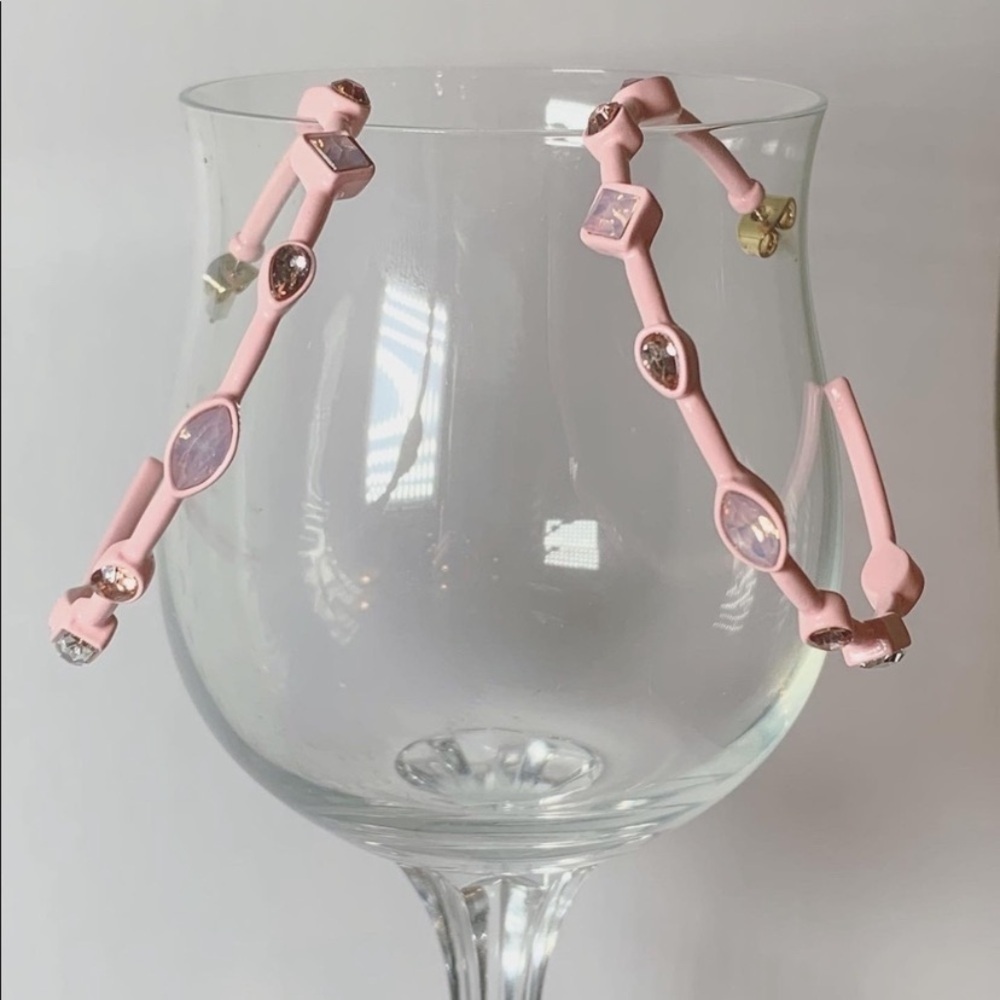 Pink gem hoop earrings